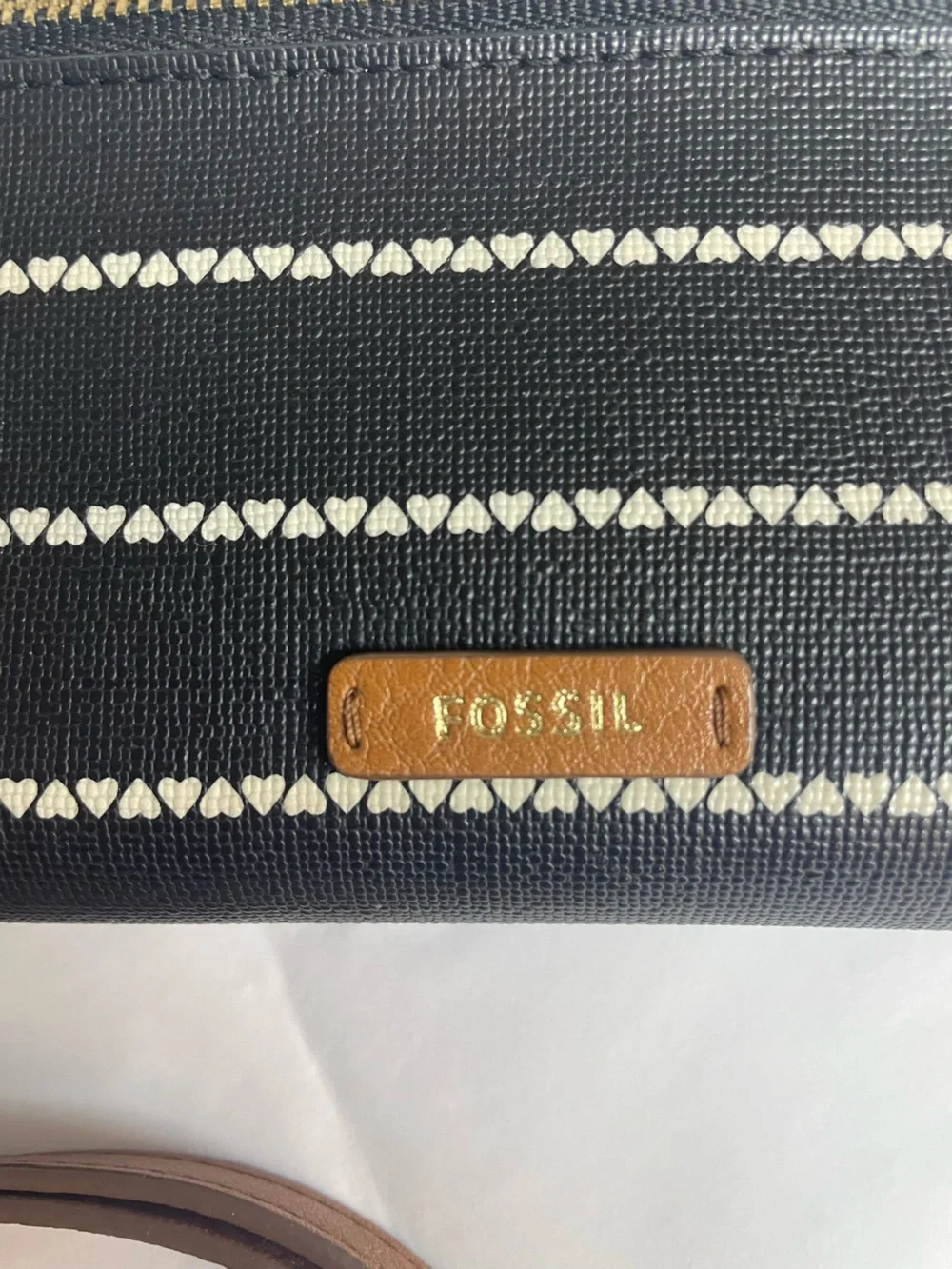 Fossil Navy Wristlet with Cream Stripe Accents